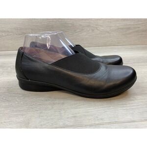 Dansko  Black Leather Slip On Loafers 11 Slip On Casual Comfort Work Shoes